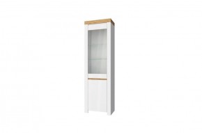 Шкаф с витриной  1V1D, TAURUS, цвет белый/дуб вотан в Электростали - ehlektrostal.ok-mebel.com | фото